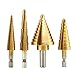 DRILLPRO 4Pcs HSS Titanium Coated Step Drill Bits Set Total 38 Sizes SAE Size Bits