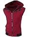 Zeger Men Zip Up Hoodies Kangaroo Pocket Hoodie Casual Hooded Vest Red L