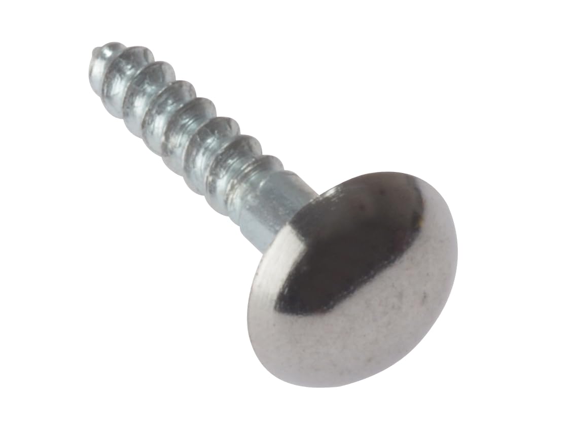 Mirror Screw Chrome Domed Top Slotted CSK ST ZP 3/4in x 8 Bag 10