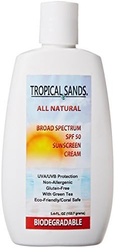 Tropical Sands All Natural Biodegradable SPF 50 Visible Mineral Sunscreen, Water Resistant, Reef Safe, 5.4 Fl Ounces by Tropical Sands