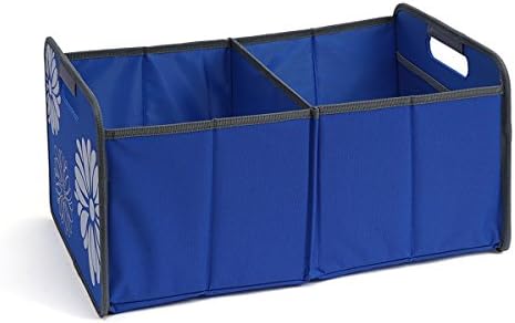 Foldable Storage Cube Basket Bin - MYKEA 30 Liter / 8 Gallon, Storage for Car, Office,Picnic and Home ,in Mediterranean Blue with Flower To Organize and Carry Up To 65lbs