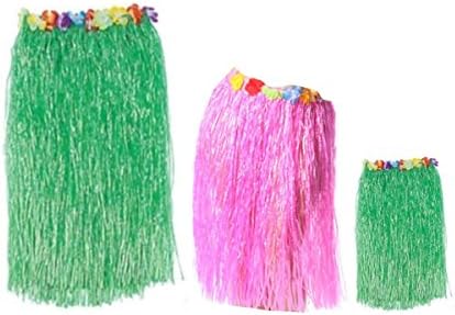 Hawaiian skirt Home party (green / 31", Pink / 23", green / 11") elastic Hawaiian hula dancer grass skirt by HappyControl