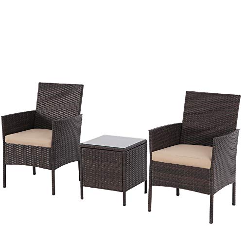 Lahaina Patio Furniture Set 3 Piece Outdoor Wicker Bistro Set Rattan Chair Conversation Sets