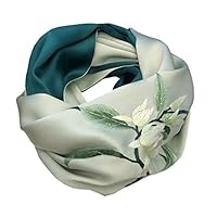 MSchunou Temperament Versatile Fashion Elegant Shawl Lady, Exquisite Orchid Pattern Ethnic Style Ladies Fashion Scarf, Silk Satin, Classical Embroidery Shawl, Best Gift