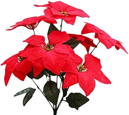Amazon エミュレート盆栽1つのブーケポインセチア花束装飾的な人工的なクリスマスの花のフェイクポット植物 植木鉢なし ホームデコレーション 造花 オンライン通販