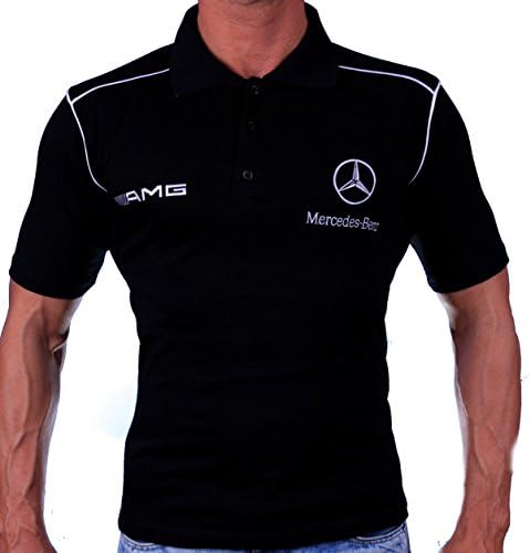 T-Shirt Silver Arrow Fans Embroidered Collar Black Combed Cotton Polo Sports car German Gift