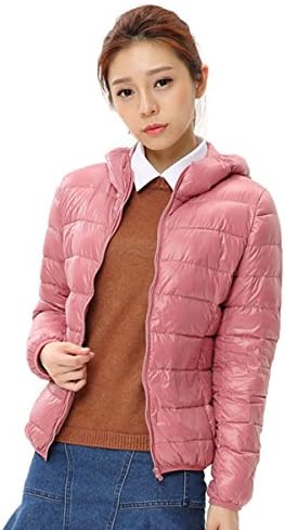 Women Hooded Ultra Light Weight Down Jacket Coat Portabl Outwear (Medium, Pink)