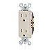 Leviton 15 Amp 125V Tamper Resistant Decora Duplex Receptacle (10 Pack), T5325-TMP, Light Almond