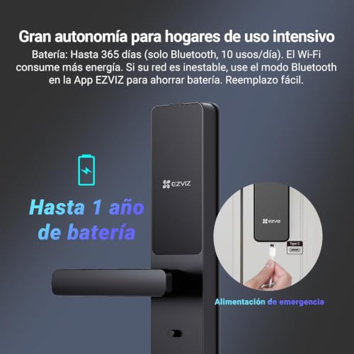 EZVIZ Smart Lock Y2000, 7-in-1 Smart Door Lock, Built-in Wifi Fingerprint Access, Weather-Resistant, Child Safety Lock for Apartment, Villa, Office (Black-Gre, 6068 Mortise)
