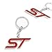 iJDMTOY (1) Chrome Finish RED ST Key Chain Fob Ring Keychain For Ford Focus Fiesta