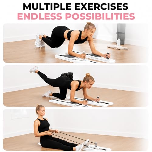 Multifunctional Pilates Reformer with Resistance Ropes, Chin-Up Board and Ski-Type Abs, Timer and Fitness Mat for Home Training