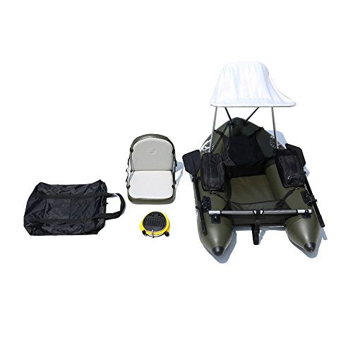 DAMA Fishing Inflatable Rafts Pontoon Tube Boat with Detachable Seat and Awning Canopy Water Inflatable Rafts Singe Person Only