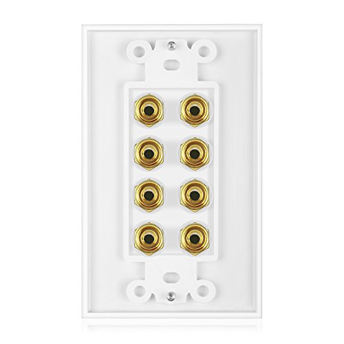 Banana Binding Post TwoPiece Coupler Inset Wall Plate for 4 Speakers