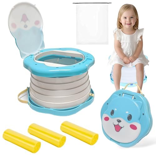 Photo 1 of SunnySmile Travel Potty for Toddler,Portable Toilet for Kids?Potty Training Toilet Seat ?Applicable to Travel?Camping, Outdoor, Indoor?With 45 Potty Bags?Cartoon Design, Children Will Like it More