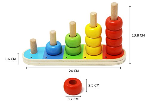 image for Toys of Wood Oxford Wooden Stacking Rings Sorting Toy Baby and Countin