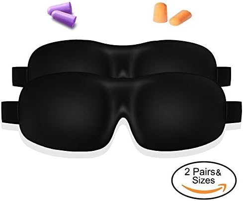 Sleep Mask Visator Memory Foam Eye Mask with Ear Plug 3D Foam Material Lightweight With Adjustable Velcro Strap Light Completely - Best For Travel, Insomnia or Quiet Night Sleep (Pack of 2)