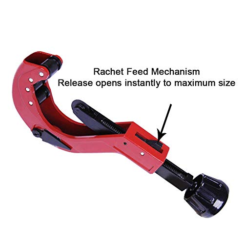 Pipe Cutter for 1/4 to 2-1/2 Inch Tubing Racheting Tube Cutter for Copper PVC Plastic Thin Steel with Extra Blade and Reamer - Thumbnail 2