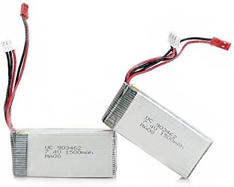 YUNIQUE GREEN-CLEAN-POWER - Rechargeable Lipo Battery 7.4V 1500mAh, 2 Pieces, Silver