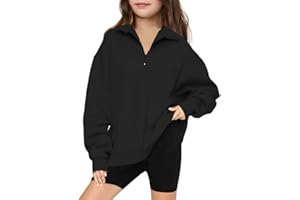 Batermoon Girls' 1/4 Zipper Sweatshirts Casual Oversized Long Sleeve Pullover Tops Cute Half Zipper Hoodie Sweater