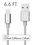 Volts Nylon Braided Sync & Charge USB Cable with 8-Pin Lightning Connector for Apple iPhone 6, 6 Plus, iPod, iPad, Apple MFi Certified, 2 Meter - Silver
