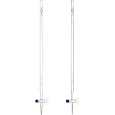 QWORK 25mL Class A Borosilicate Burette with Glass Key Stopcock - Laboratory Grade, 2 Pack Precision Graduated, 22.5 Inches Tall for Lab, Home, Beer, and Wine Making