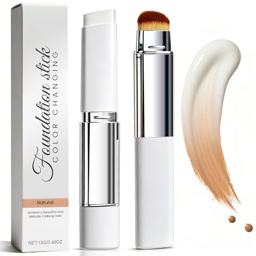 Blanc Cover Cream Stick V - Color Changing Foundation Stick with Volufiline - Hydrating Concealer Base Makeup, Dual-Ended with Built-in Brush, Portable for Daily Use (Natural)