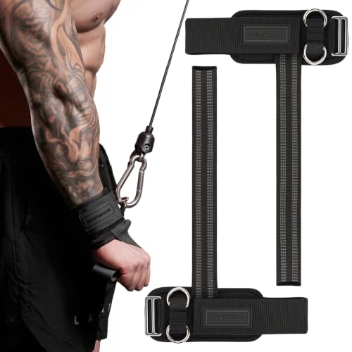MANUEKLEAR Non-Slip Wrist Straps for Weightlifting Deadlifting, Gym Lifting Straps with D Rings for Cable Machine Workout, 10mm Neoprene Padded Weight lifting Wrist Wraps for Men Women
