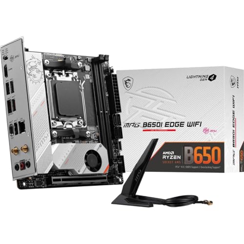 MSI MPG B650I Edge WiFi Gaming Motherboard (AMD AM5, Mini-ITX, DDR5, PCIe 4.0, M.2, SATA 6Gb/s, USB 3.2 Gen 2, HDMI, Wi-Fi 6E, AMD Ryzen 7000 Series Desktop Prozessoren)