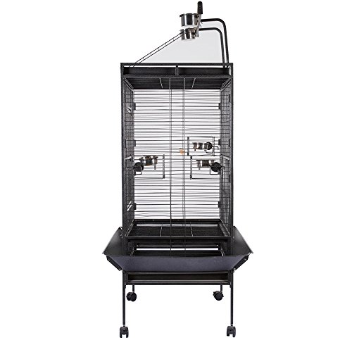 Olymstore Large Parrot Bird Cage 63” Height Playtop Macaw Finches Budgie Conure Parrotlet Wire Cage Wheels, Play Stand, Trash Tray, Birdcages