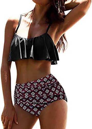 TDFGCR Women High Waist Bikinis Swimwear Swimuit Female Retro Beachewear Bikini Set