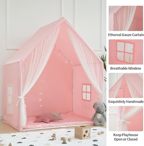 Kids Play Tent,Large Playhouse Tent Indoor, Play House Kids Tent Castle Tent for Girls Boys, Play Cottage (pink)