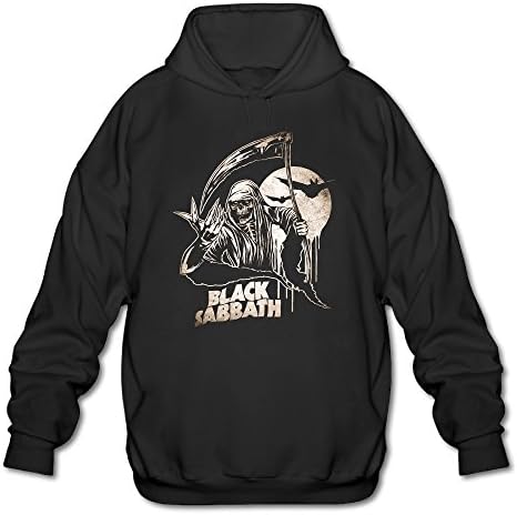 LLpp Black Sabbath Cd Men's Graphic Hooded Coat Black