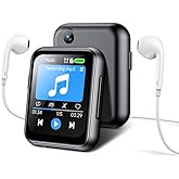 MP3 Player with 128GB TF Card, Bluetooth 5.4 Lossless Sound Audio Player, 2" Touch Screen Portable Music Player with Speaker, Voice Recorder Digital Cameras (with Camera, Black, 2")