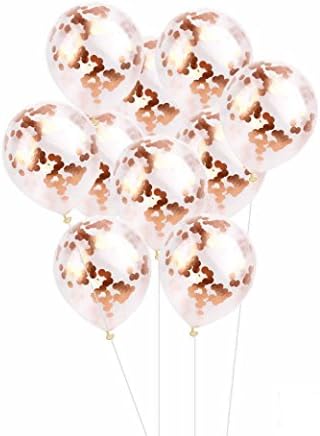 Yeefant 10Pcs Magic Sequins Foil Latex Confetti Balloon Set Birthday Party Gold Decorative Event Banquet Favors Signs Pure Bunting Hanging Set for Living Room Bedroom,12 Inch,Rose Gold