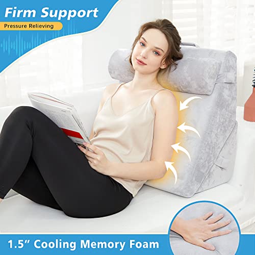 3PCS Bed Wedge Pillow, Memory Foam Top Adjustable 9 & 12” Folding Incline Cushion, Elevated Wedge Pillow for Back and Leg | Acid Reflux, Anti Snoring, Post Surgery, Sleeping - Machine Washable Cover