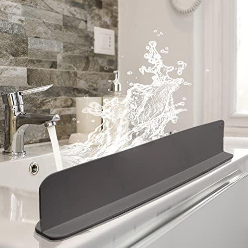 Buy MIXDE Silicone Sink Splash Guard, Sink Splash Guard with Suction Cup, Kitchen Sink Splash Guard that Can Be Placed Behind the Sink, Sink Splash Guard(17.3 x 4.1 Inch Grey) in UAE