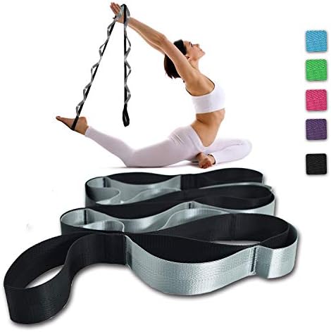 SANKUU Yoga Strap, Multi-Loop Strap, 12 Loops Yoga Stretch Strap, Nonelastic Stretch Strap for Physical Therapy, Pilates, Dance and Gymnastics with Carry Bag