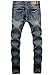 ZLZ Men's Ripped Skinny Distressed Destroyed Slim Fit Stretch Biker Jeans Pants With Holes, Vintage Blue, 40