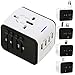 World Travel Adapter Universal Outlet Converter 4 USB Wall Charger All in One Plug Converter Andriod iPhone Charger US UK AU EU Europe Asia Germany Power Adaptors, NOT Convert Voltage (White)