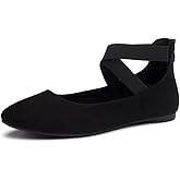 Shoe Land Women's Flats – Dressy & Casual Almond Toe Flat Shoes with Elastic Ankle Strap, Comfortable Slip-On Ballet Flats for Work, Office & Special Occasions