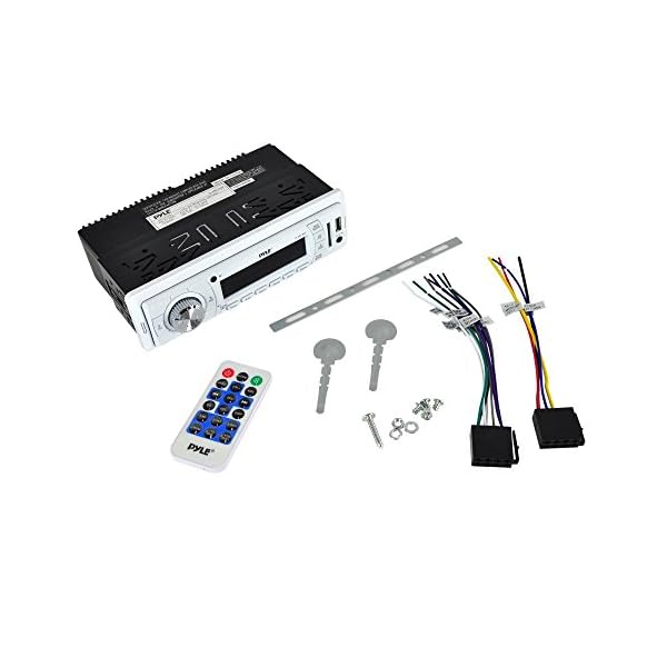Pyle-PLMR19W-Stereo-Radio-Headunit-Receiver-Aux-35mm-MP3-Input-USB-Flash-SD-Card-Readers-Remote-Control-Weatherband-Single-DIN-White