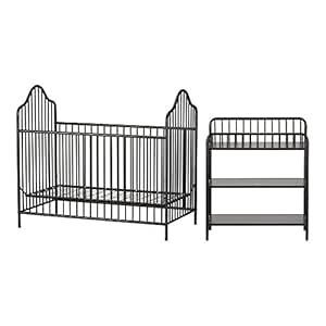 silver metal crib
