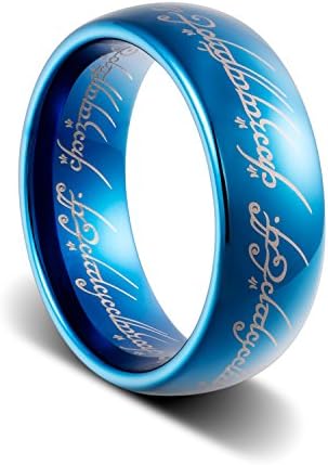 TUSEN JEWELRY 8mm Blue Plated Lord The Rings Tungsten Ring
