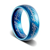 TUSEN JEWELRY 8mm Blue Plated Lord of Rings Tungsten Ring