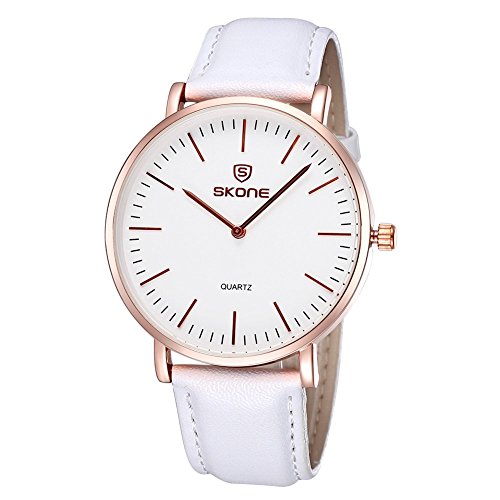 SKONE Untral-thin Minimalist PU Leather Strap Unisex Men's Business Wrist Watch