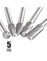 Juego de 5 quemadores de carburo de tungsteno, Starrast de doble corte con cabezal de 0.394 in de tamaño y 1 4 de vástago molinillo de troqueles giratorios para taladrar metal, pulir, grabar, perforar