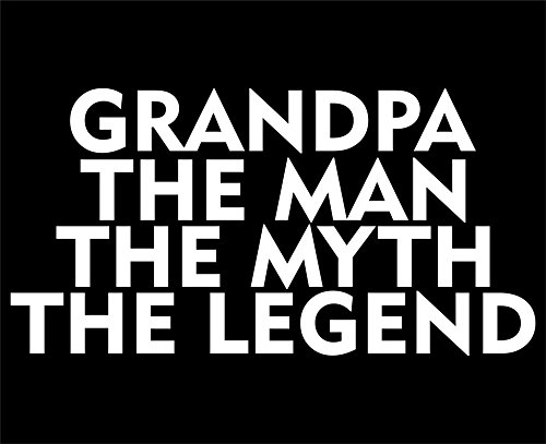 Grandpa The Man The Myth The Legend - 7 1/2"x 3 3/4" - Vinyl Die Cut Decal / Bumper Sticker For Windows, Trucks, Cars, Laptops, Macbooks, Etc.