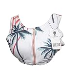 Gritu Women's Coconut Tree Print High Waist Bikini Set Bathing Suit White S