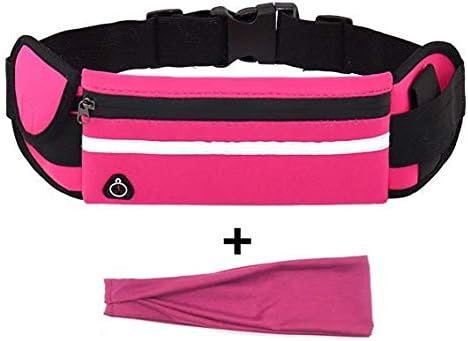 JCMY Running Waist Pack with Water Bottles Holder，Close Fitting Fanny Pack with Sport Headband for Men Women Sweatproof Anti-Bouncing，Adjustable Hiking Fitness Pouch Sport Belt for 6inch Phone