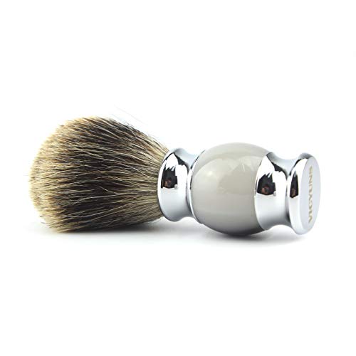 VICYUNS Luxury Grooming Shaving Set for Men Including Double-sided Razor, Allergy Shaving Soap, Stainless Steel Mirror Bowl, Hair Shaving Brush,10 Replacement Blades (Gray)